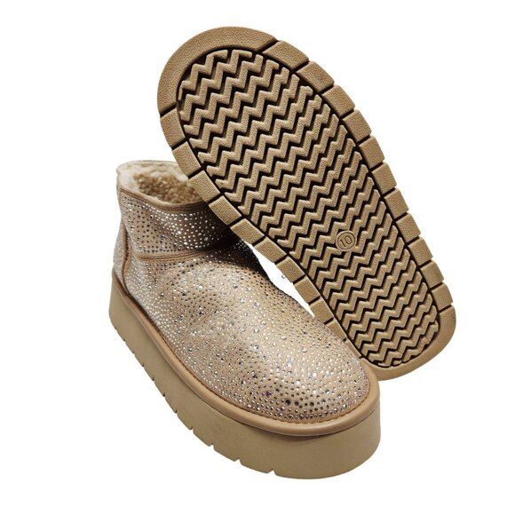 Wild Fable Womens Gold Glitter platforms  Ankle Boots Faux Fur Lining Size 10 - Picture 10 of 11